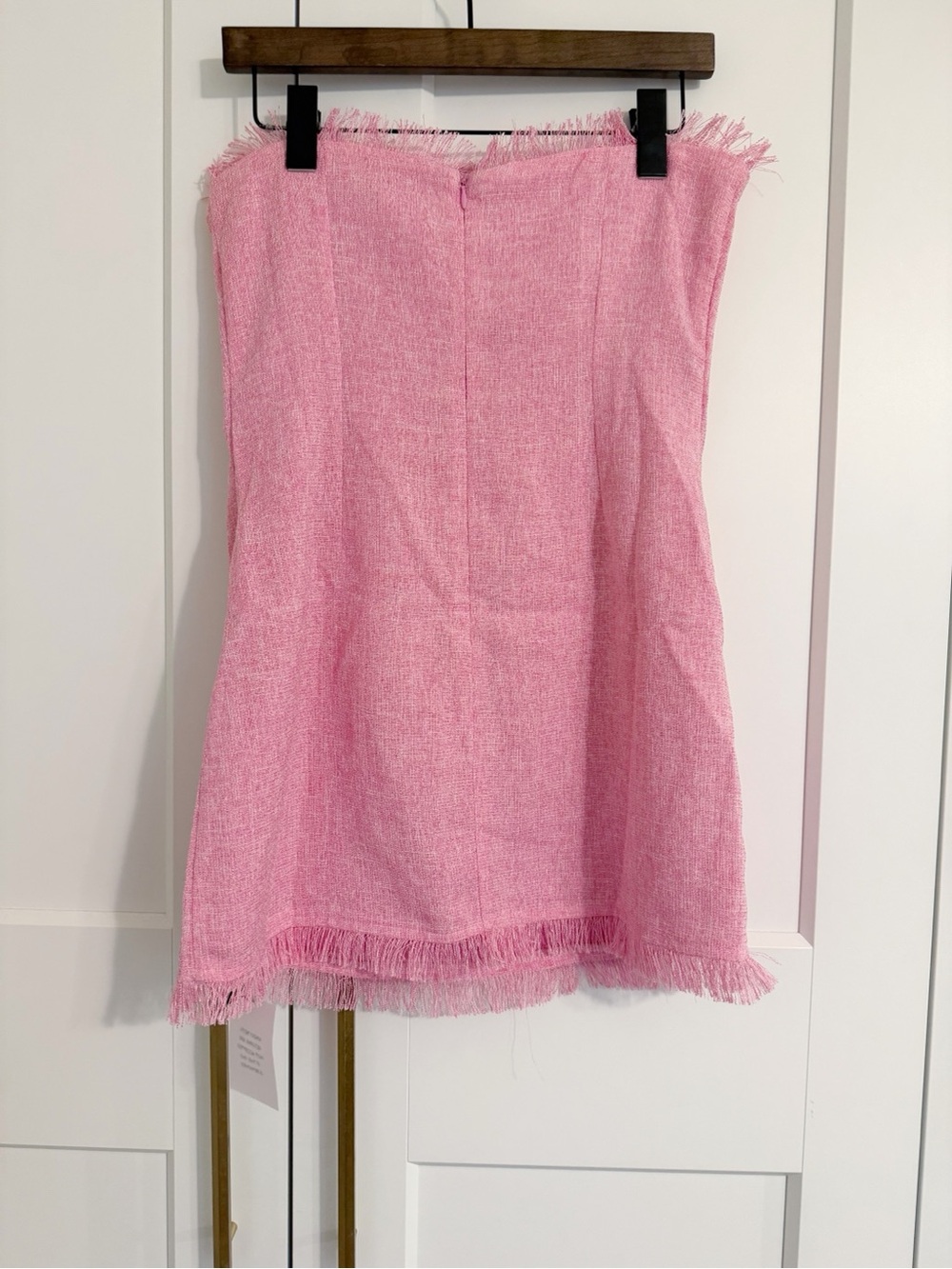 NWT! More To Come Women’s MEDIUM Houda Pink Strapless Mini Dress tweed Revolve - Picture 5 of 8